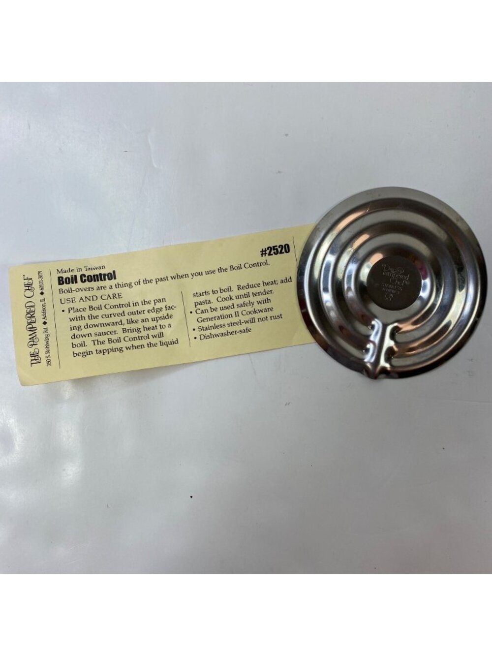 The Pampered Chef #2520 Stainless Steel Boil Control Disk Kitchen Gadget